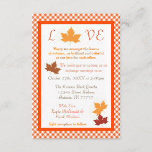 Feuille d'amour d'automne - 3x5 Faire-part de mari