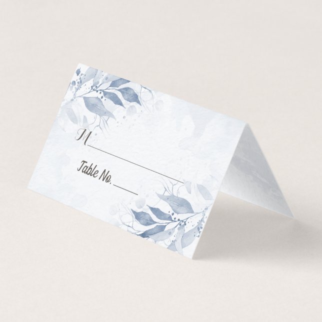 Feuille d'aquarelle bleu Numéro de table Mariage E (Front)