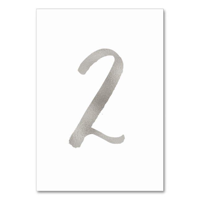 Feuille d'argent chic numéro de table de mariage | (Dos)