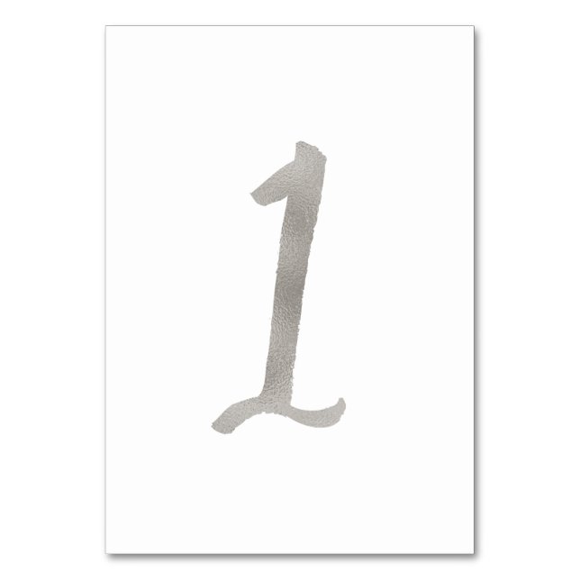 Feuille d'argent chic numéro de table de mariage | (Dos)