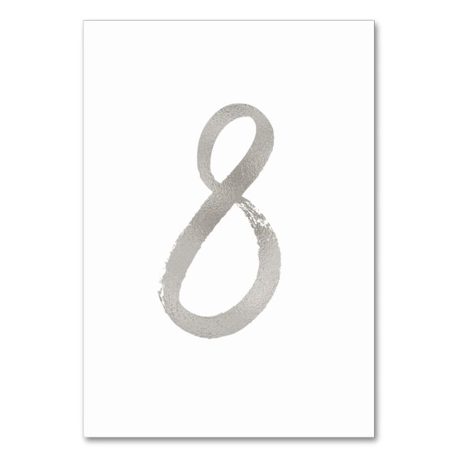 Feuille d'argent chic numéro de table de mariage | (Dos)