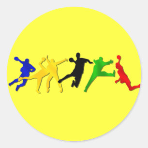 Feuille de 20 autocollants de handball pour des