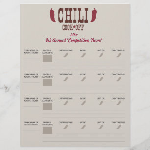 Feuille de bulletin de vote Chili Cook off Voting