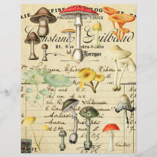 Feuille de collage de champignons vintage