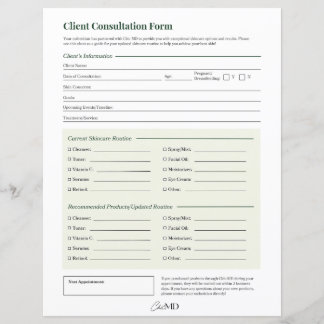 Feuille de consultation du client