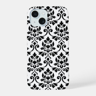 Feuille de Damas grand motif noir sur blanc