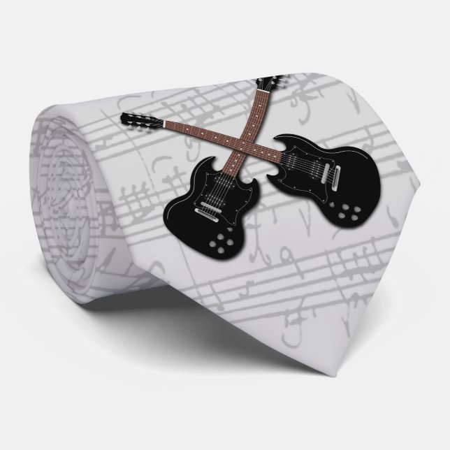 Feuille de guitare électrique noire Cravate de mus (Roulé)