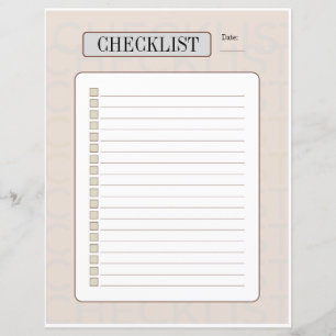 Feuille de liste de contrôle hebdomadaire