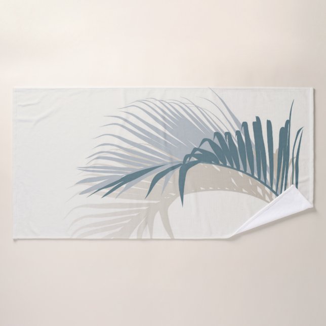 Feuille de palme bleue avec ombre  (Serviette de bain)