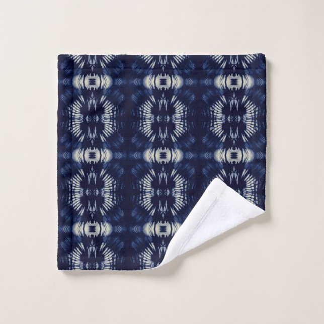 Feuille de palme en bleu Delft (Gant de toilette)