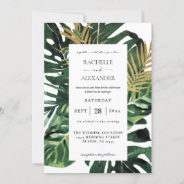 Feuille de palme tropicale or 1 Faire-part de mari