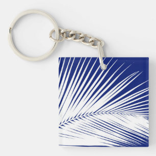 Feuille de palmier - bleu marine et blanc