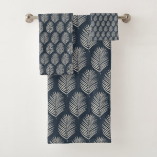 Feuille de palmier bleu marine et crème