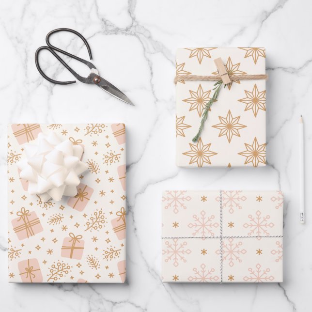 Feuille de papier à enveloppement lunaire de Noël (Recto)