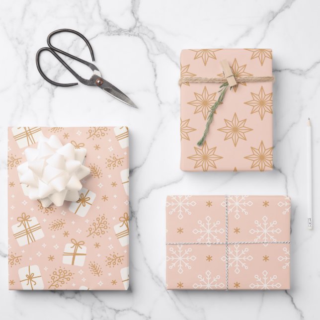 Feuille de papier à enveloppement lunaire de Noël (Recto)