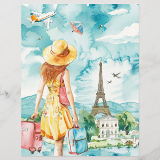 Feuille de papier aquarelle pour voyages de la fem