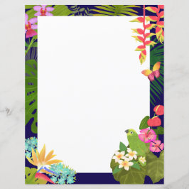 Feuille de papier blanc Tropical Garden Navy
