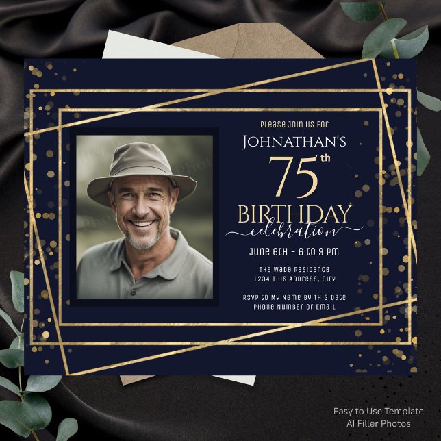 Feuille de papier bleu or pour 75e anniversaire (Créateur téléchargé)