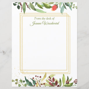 Feuille de papier bordée de feuillage de jardin d'