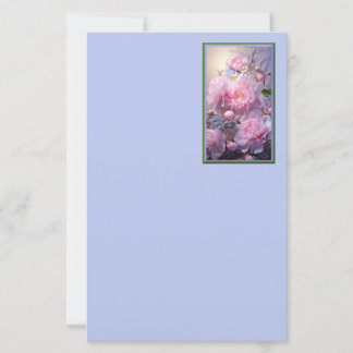 Feuille de papier Bourgeons et fleurs de pivoine r