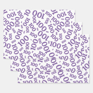 Feuille De Papier Cadeau 0ème motif de nombre aléatoire violet/blanc modern