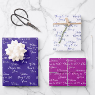 Feuille De Papier Cadeau 100 ans Purple Magenta 100e anniversaire