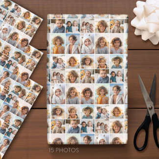 Feuille De Papier Cadeau 15 Grille de collage photo - noir blanc