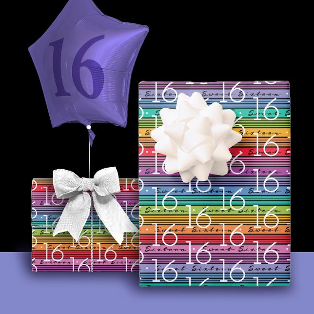 Feuille De Papier Cadeau 16e anniversaire Sweet sixteen (Créateur téléchargé)