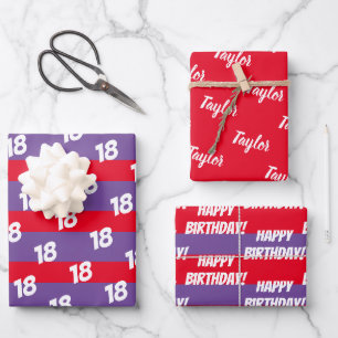 Feuille De Papier Cadeau 18th Happy Birthday Ajouter un nom