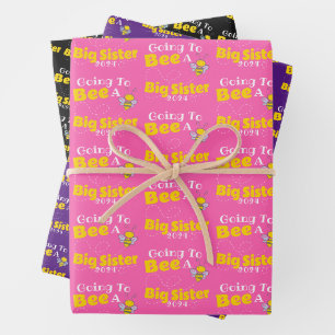 Feuille De Papier Cadeau 2024 Aller à Bee a Big Sister - Bumble Bee Pun