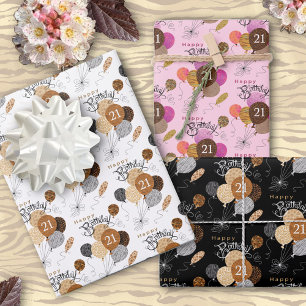 Feuille De Papier Cadeau 21e anniversaire des ballons Posters de animaux