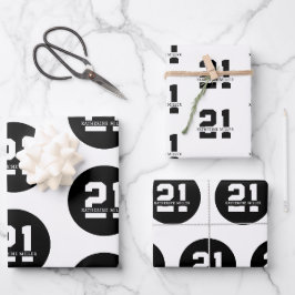 Feuille De Papier Cadeau 21e anniversaire personnalisé Moderne et élégant