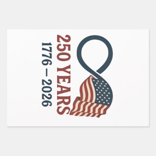 Feuille De Papier Cadeau 250 Anniversaire 1776-2026 USA Patriotique