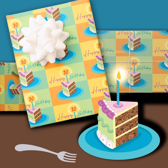 Feuille De Papier Cadeau 30e tranche de gâteau au chocolat (Créateur téléchargé)