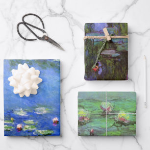Feuille De Papier Cadeau 3 Nymphéas différents par Claude Monet