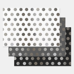 Feuille De Papier Cadeau 3 paquets: Points Parties scintillant argentés Noi