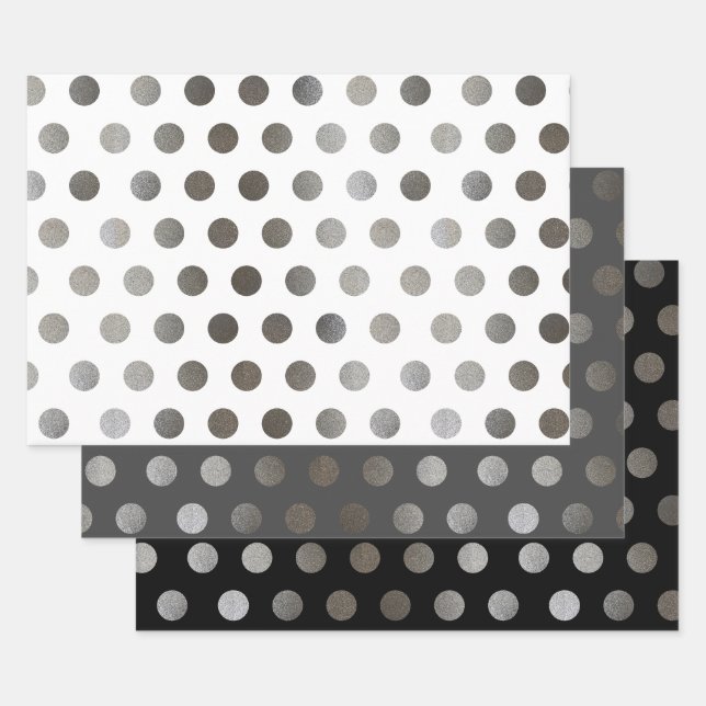 Feuille De Papier Cadeau 3 paquets: Points Parties scintillant argentés Noi (Lot)