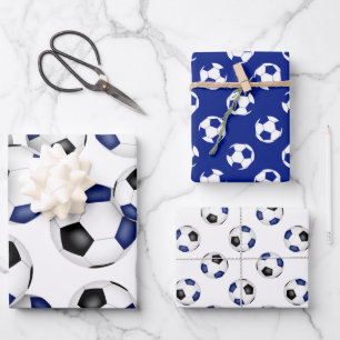 Feuille De Papier Cadeau 3 pc coordination équipe bleue couleurs balles de 