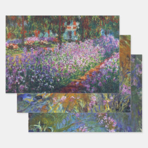 Feuille De Papier Cadeau 3 scènes de jardin différentes, Giverny par Claude