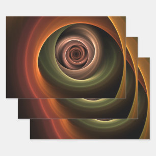 Feuille De Papier Cadeau 3D Spirale Abstraite couleurs chaudes Art fractal 