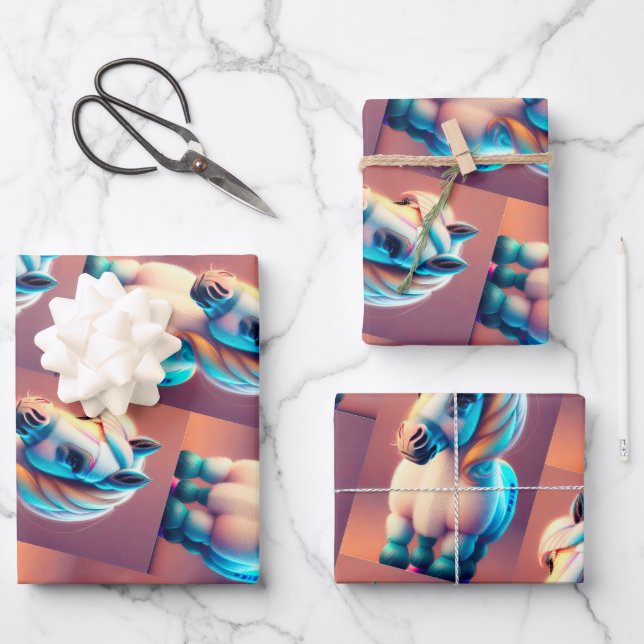 Feuille De Papier Cadeau 3D Spirit Pony 3 (Recto)