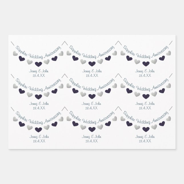 Feuille De Papier Cadeau 45e saphir mariage anniversaire mari & femme (Devant)