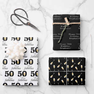Feuille De Papier Cadeau 50 ans personnalisés et fabuleux d'anniversaire