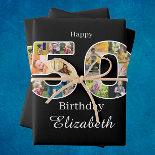 Feuille De Papier Cadeau 50e anniversaire Créez votre propre photo multipho