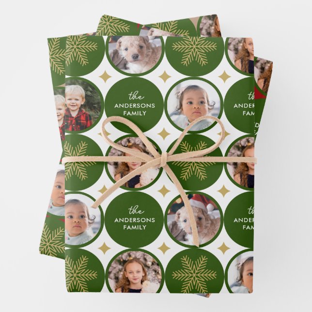 Feuille De Papier Cadeau 5 Photos Moderne Famille unique Noël (En situation)