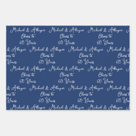 Feuille De Papier Cadeau 60 ans bleu marine 60e anniversaire