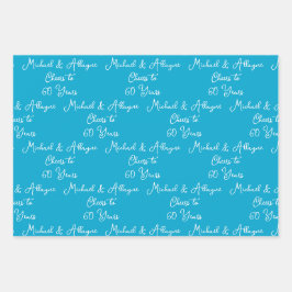 Feuille De Papier Cadeau 60 ans Marine Blue 60e anniversaire