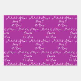 Feuille De Papier Cadeau 60 ans Pink Magenta 60e anniversaire