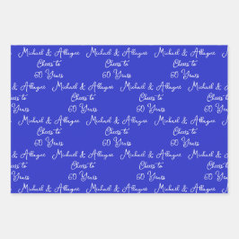 Feuille De Papier Cadeau 60 ans Royal Blue 60e anniversaire