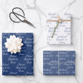 Feuille De Papier Cadeau 65 ans Marine Bleue 65e anniversaire